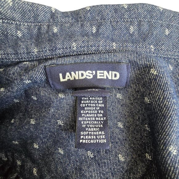 Lands End Womens Button-Up Shirt Blue With White Polka Dot Print Size 22 CM2013 - Picture 7 of 8